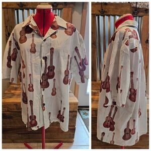 Hilo Hattie Hawaiian Shirt XL Vtg Ukuleles Resort Vacation